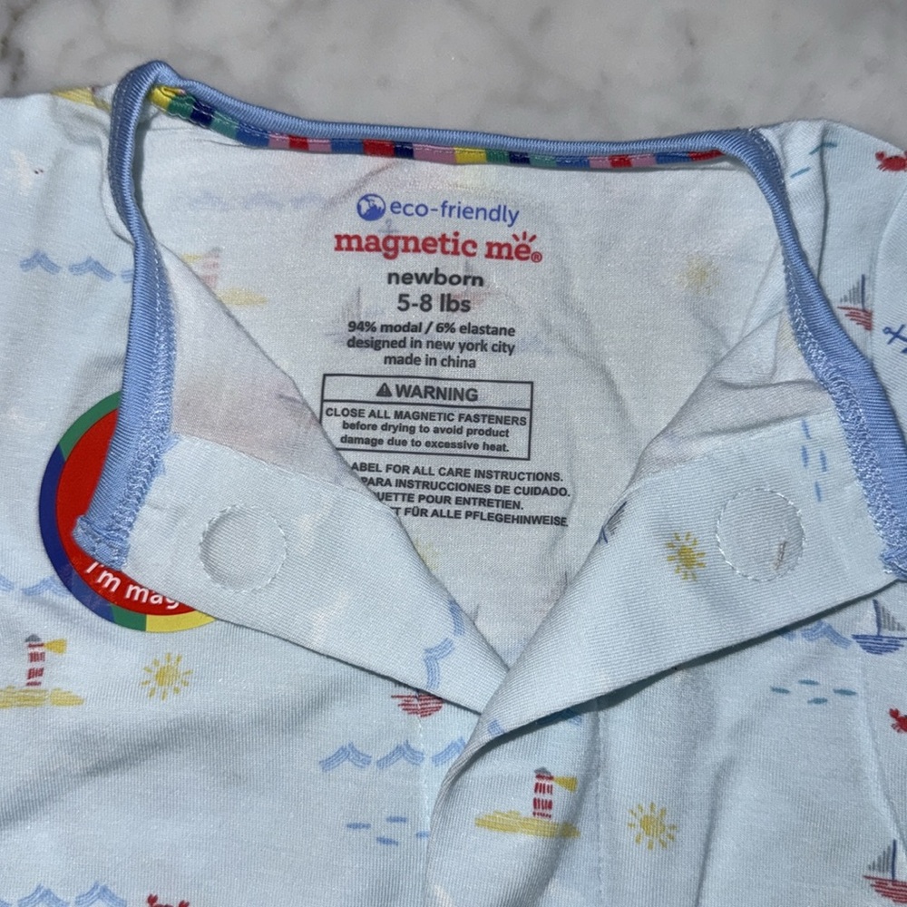 NWT Magnetic Me Blue Sailboat Footie - Picture 2 of 7